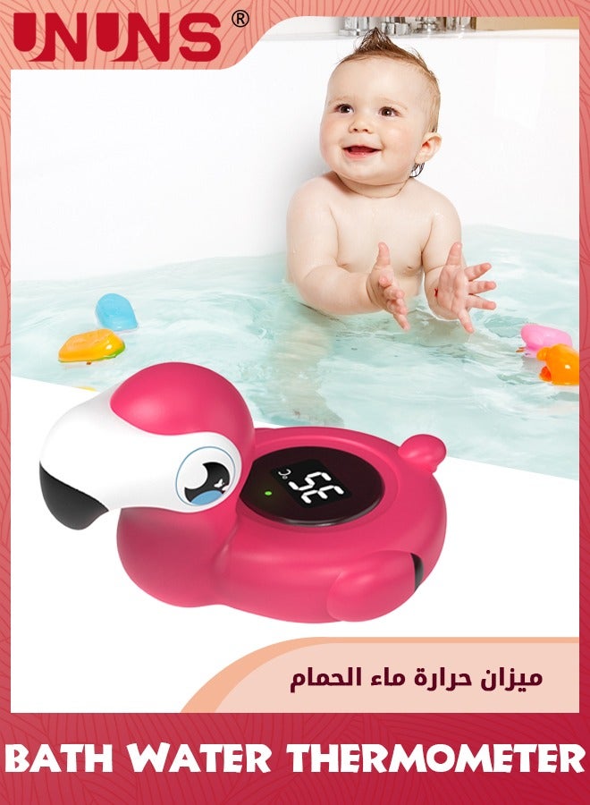 Baby Bath Thermometer,Flamingo Safety Thermometer,With Temperature Warning,Smart Accurate,Infant Bath Floating Toy,Pool Temperature Gauge For Hot Tub,Bathroom Safety Water Thermometer For Kids