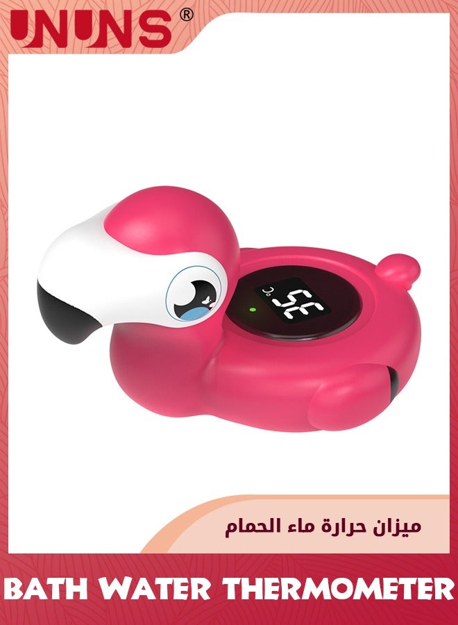 Baby Bath Thermometer,Flamingo Safety Thermometer,With Temperature Warning,Smart Accurate,Infant Bath Floating Toy,Pool Temperature Gauge For Hot Tub,Bathroom Safety Water Thermometer For Kids
