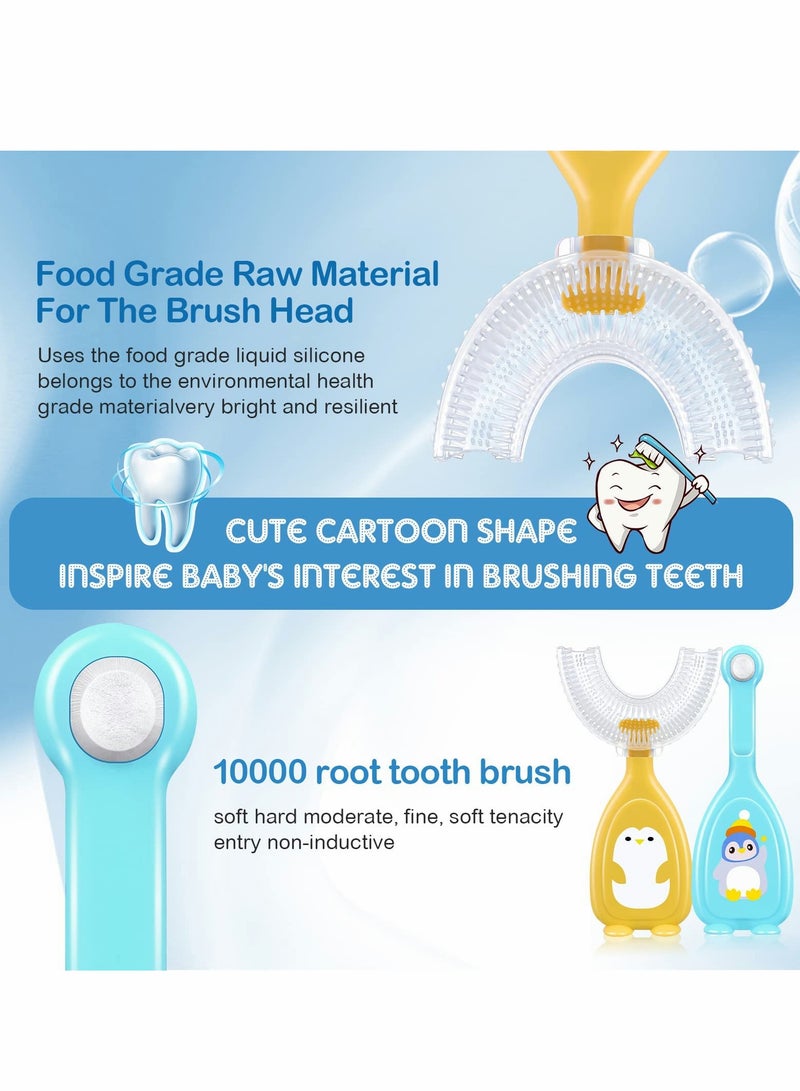 U Shaped Toothbrush, 6 Pcs U Shaped Kids Head Whitening Massage, 360 Degrees Toddler Soft Silicone Brush Head Tooth Brush U Type ( 2-6 Years)