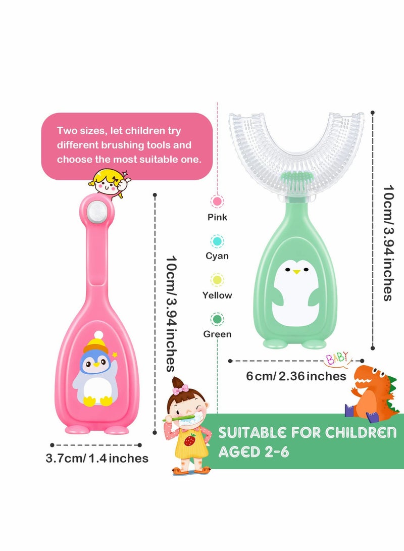 U Shaped Toothbrush, 6 Pcs U Shaped Kids Head Whitening Massage, 360 Degrees Toddler Soft Silicone Brush Head Tooth Brush U Type ( 2-6 Years)