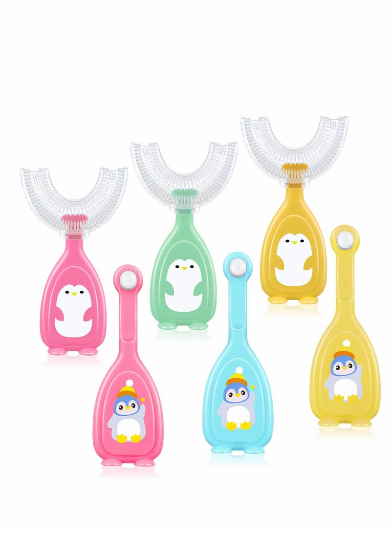 U Shaped Toothbrush, 6 Pcs U Shaped Kids Head Whitening Massage, 360 Degrees Toddler Soft Silicone Brush Head Tooth Brush U Type ( 2-6 Years)