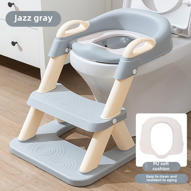 Kids Potty Training Toilet Ladder Seat Gray upgraded PU cushion