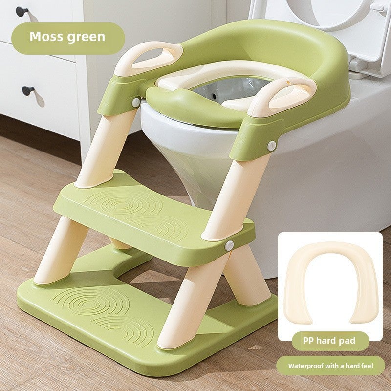 Kids Potty Training Toilet Ladder Seat Green pp hard pad