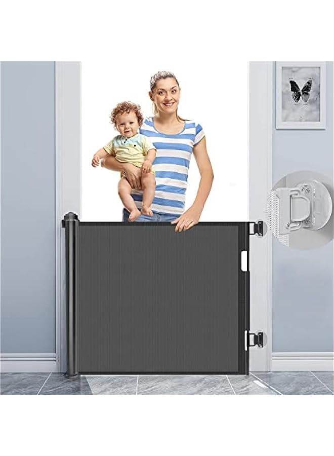 Retractable Baby Gate With Adjustable Width And Height, (Black, 71 x  34)