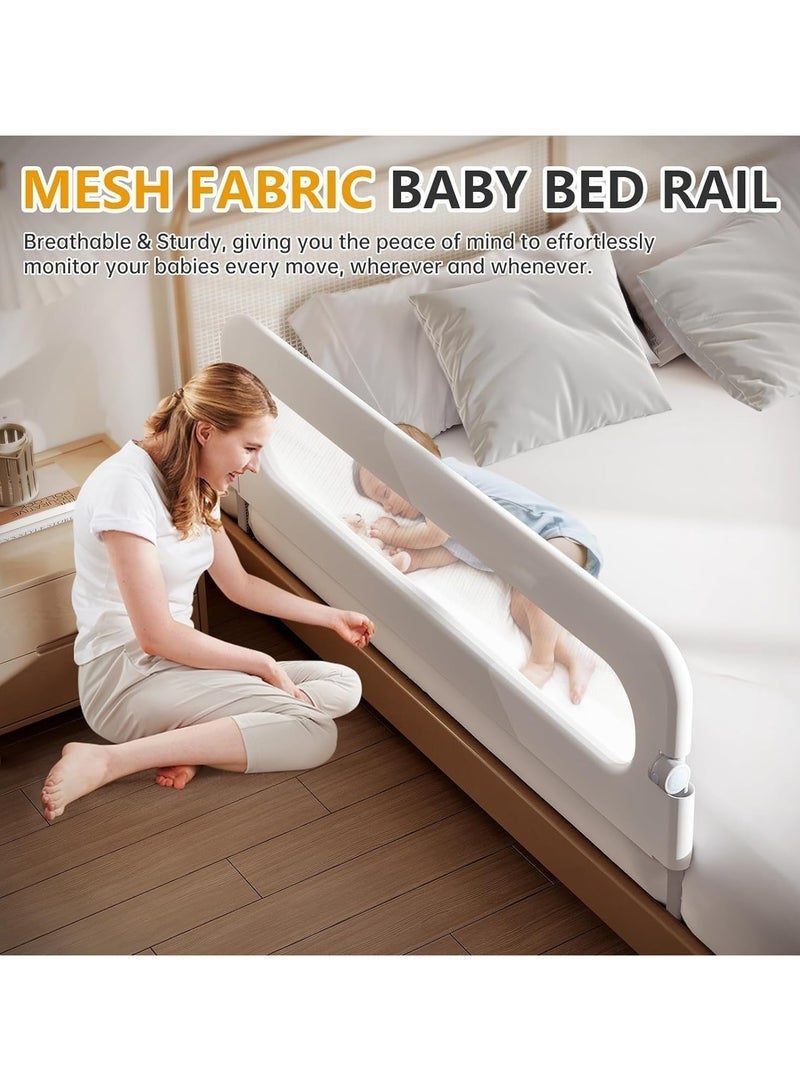 Guard Rail for kids,on Folding Crib Bed Guard Rail,Toddler Safety Protection Guard,Folding Anti-Fall Beds Mesh Guard Rail,180 °on Folding,2 Speed Adjustment,for Baby,Elderly,1.8m