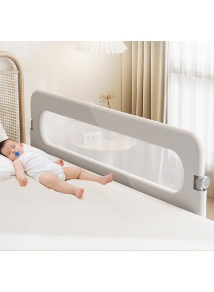 Guard Rail for kids,on Folding Crib Bed Guard Rail,Toddler Safety Protection Guard,Folding Anti-Fall Beds Mesh Guard Rail,180 °on Folding,2 Speed Adjustment,for Baby,Elderly,1.8m