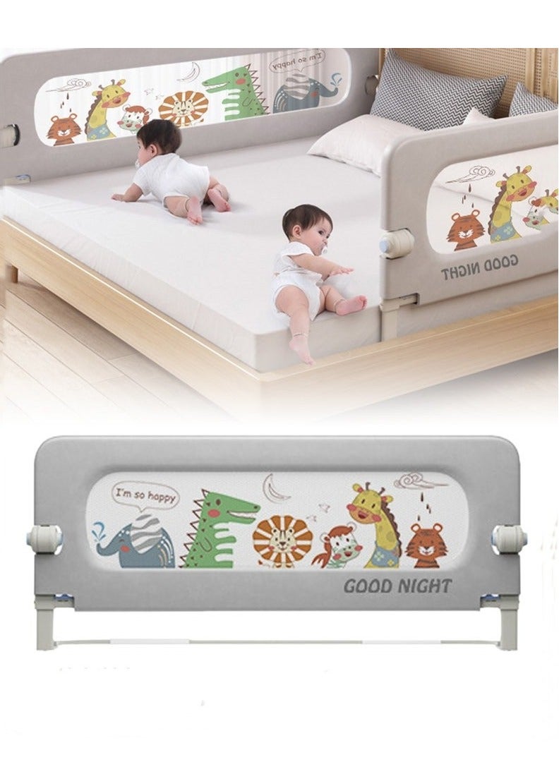 Rails Guard, Collapsible Baby Side Bed Rail, Kids' Safety Bed Fence, Upgraded Barrier, Foldable Safeguard for Queen King Twin Bed, with Adjustable Height, 150cm