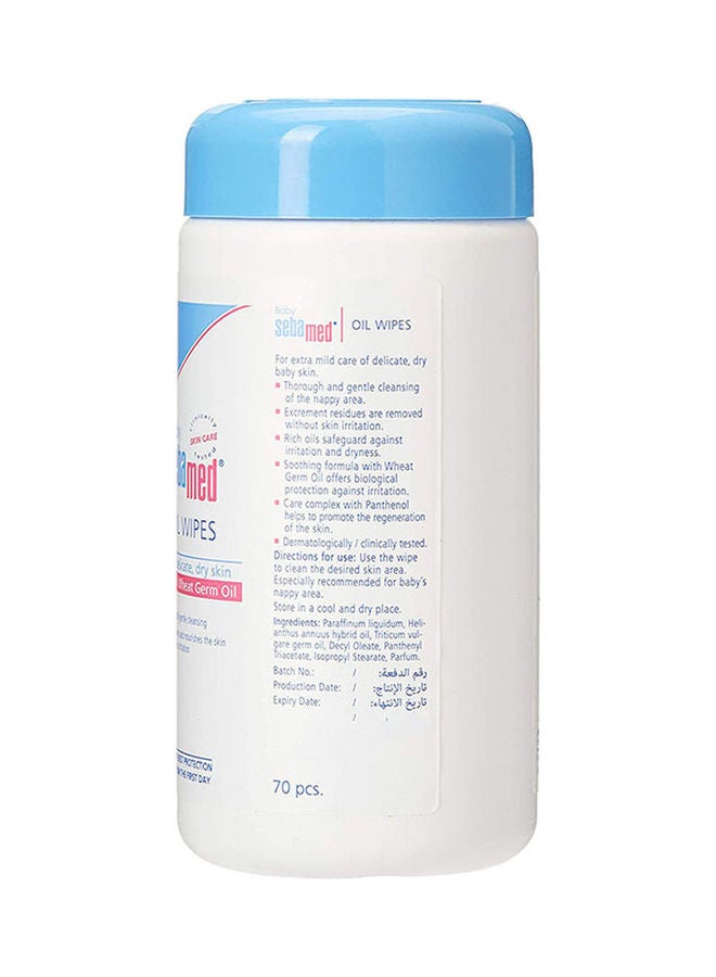 Baby Wipes With Wheat Germ Oil For Delicate and Dry Baby Skin, 70 Count - White