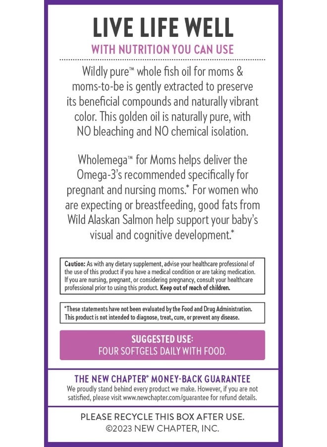 Prenatal Dha Wholemega For Moms Fish Oil Supplement With Omega-3 + Vitamin D3 For Prenatal & Postnatal Support 90 Ct Softgels 500Mg