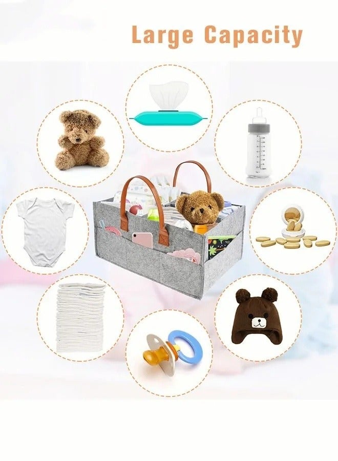 Portable Baby Diaper Caddy Storage Bag with Removable Dividers