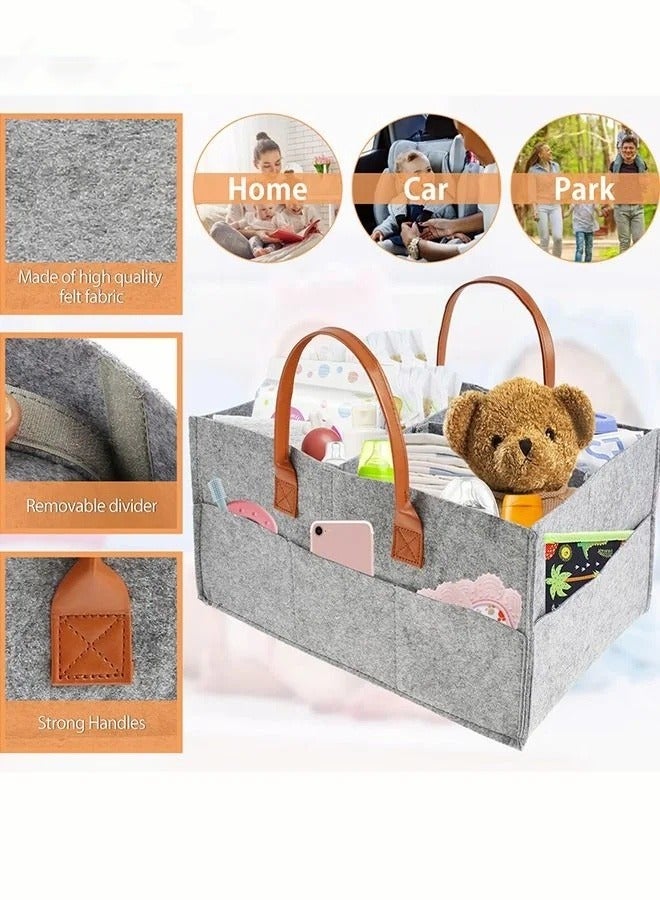 Portable Baby Diaper Caddy Storage Bag with Removable Dividers