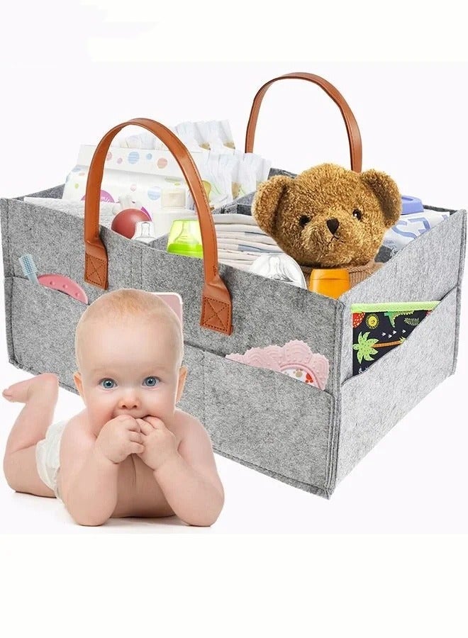 Portable Baby Diaper Caddy Storage Bag with Removable Dividers