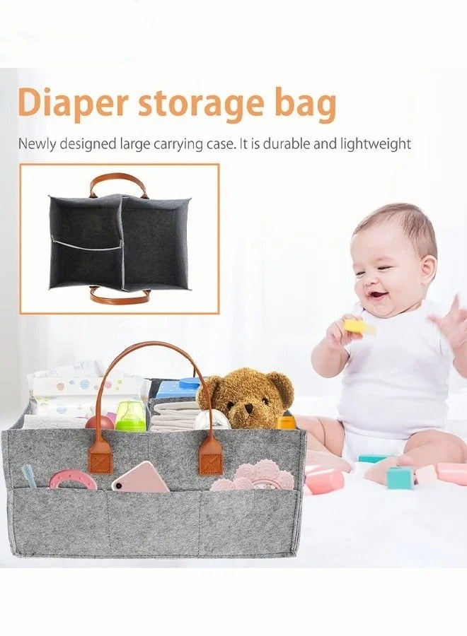 Portable Baby Diaper Caddy Storage Bag with Removable Dividers