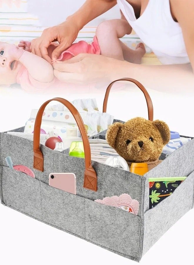 Portable Baby Diaper Caddy Storage Bag with Removable Dividers