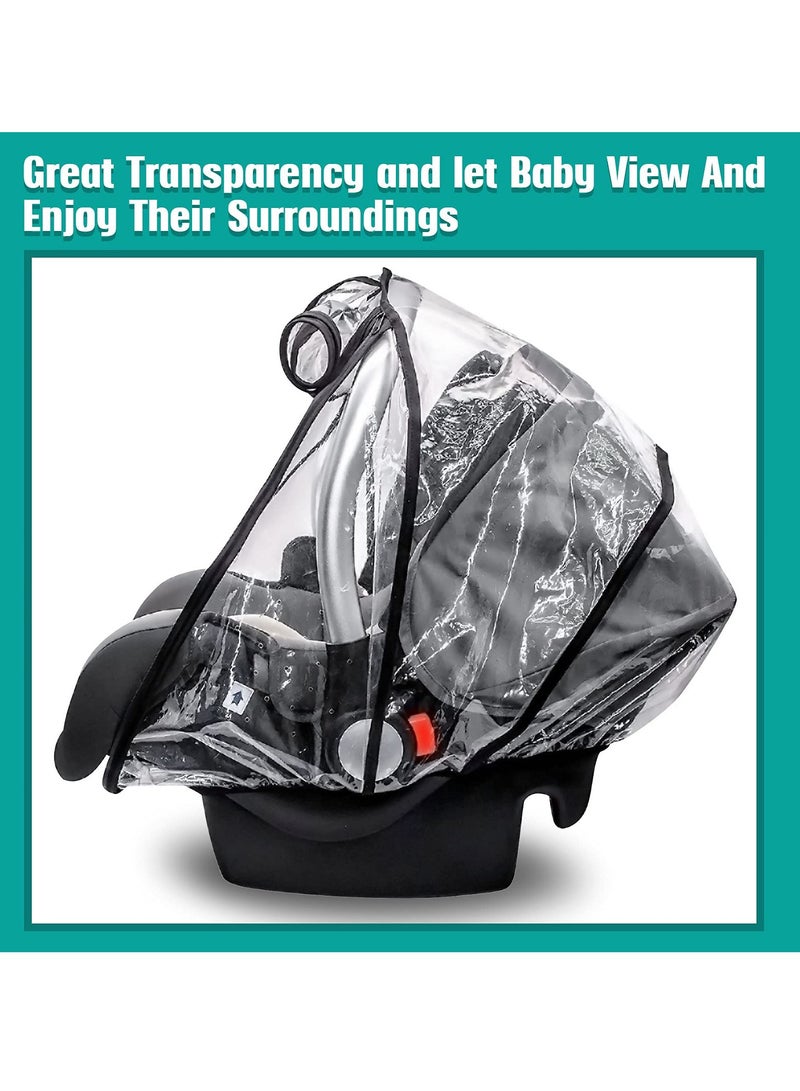 Stroller Rain Cover Baby Carrier Dust-Proof Raincover EVA Car Seat Weather Shield with Quick Access Zipper Door and Side Ventilation Universal Car Seat Transparent Rain Cover for Maxi COSI and More