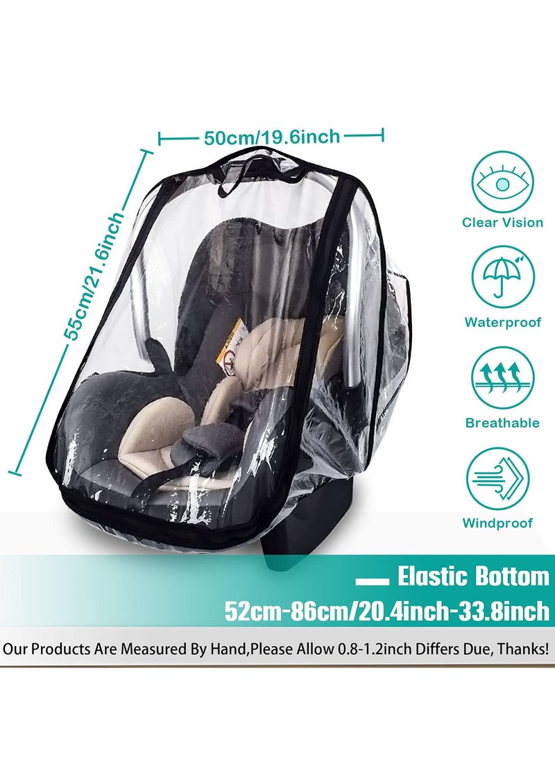 Stroller Rain Cover Baby Carrier Dust-Proof Raincover EVA Car Seat Weather Shield with Quick Access Zipper Door and Side Ventilation Universal Car Seat Transparent Rain Cover for Maxi COSI and More