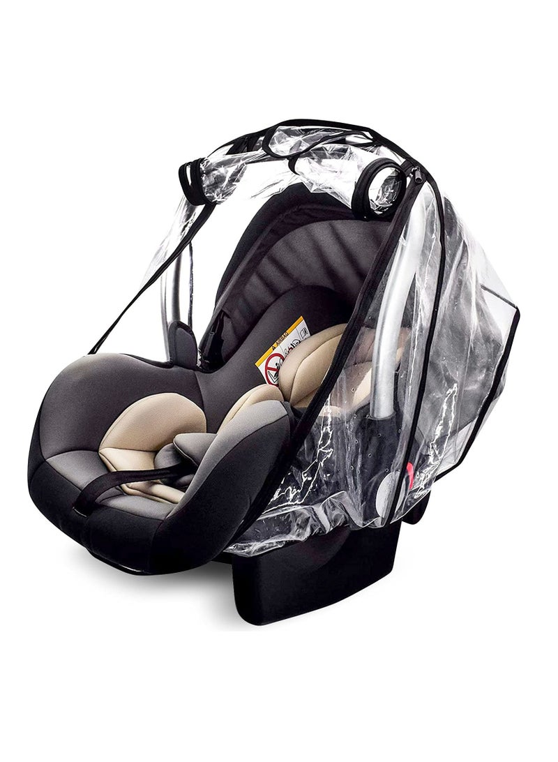 Stroller Rain Cover Baby Carrier Dust-Proof Raincover EVA Car Seat Weather Shield with Quick Access Zipper Door and Side Ventilation Universal Car Seat Transparent Rain Cover for Maxi COSI and More