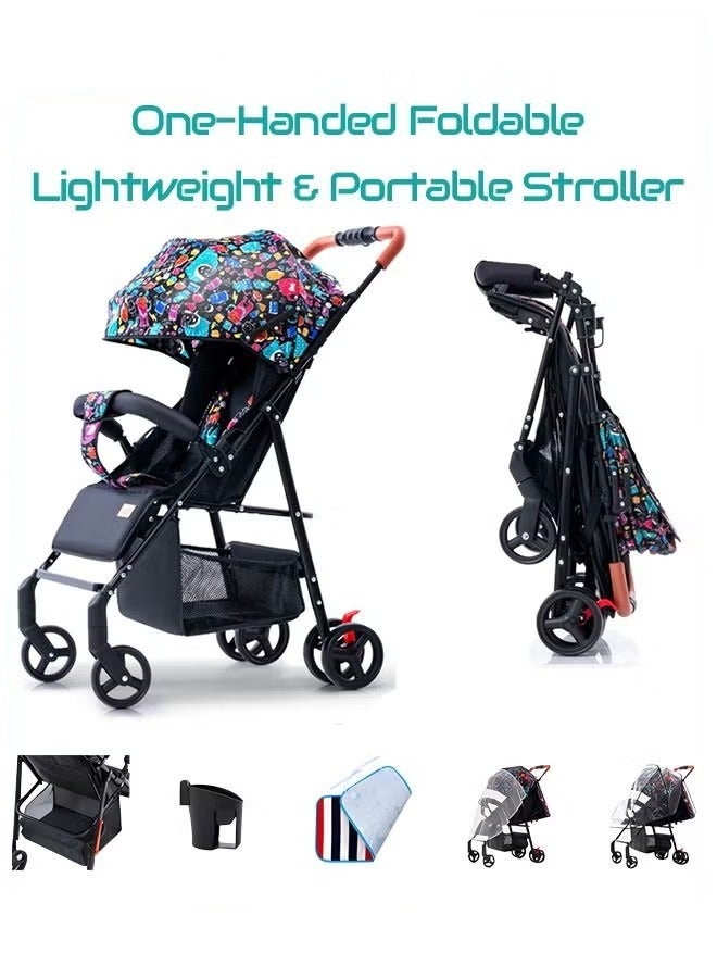 Baby Lightweight Strollers for Toddlers Kids, Infant Portable Travel Stroller With Compact Design, Quick Collect, Sit Lying, 5 Point Safety Harness and More