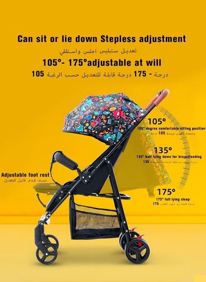 Baby Lightweight Strollers for Toddlers Kids, Infant Portable Travel Stroller With Compact Design, Quick Collect, Sit Lying, 5 Point Safety Harness and More