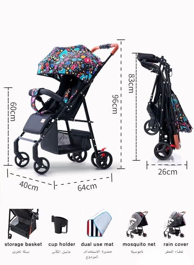 Baby Lightweight Strollers for Toddlers Kids, Infant Portable Travel Stroller With Compact Design, Quick Collect, Sit Lying, 5 Point Safety Harness and More