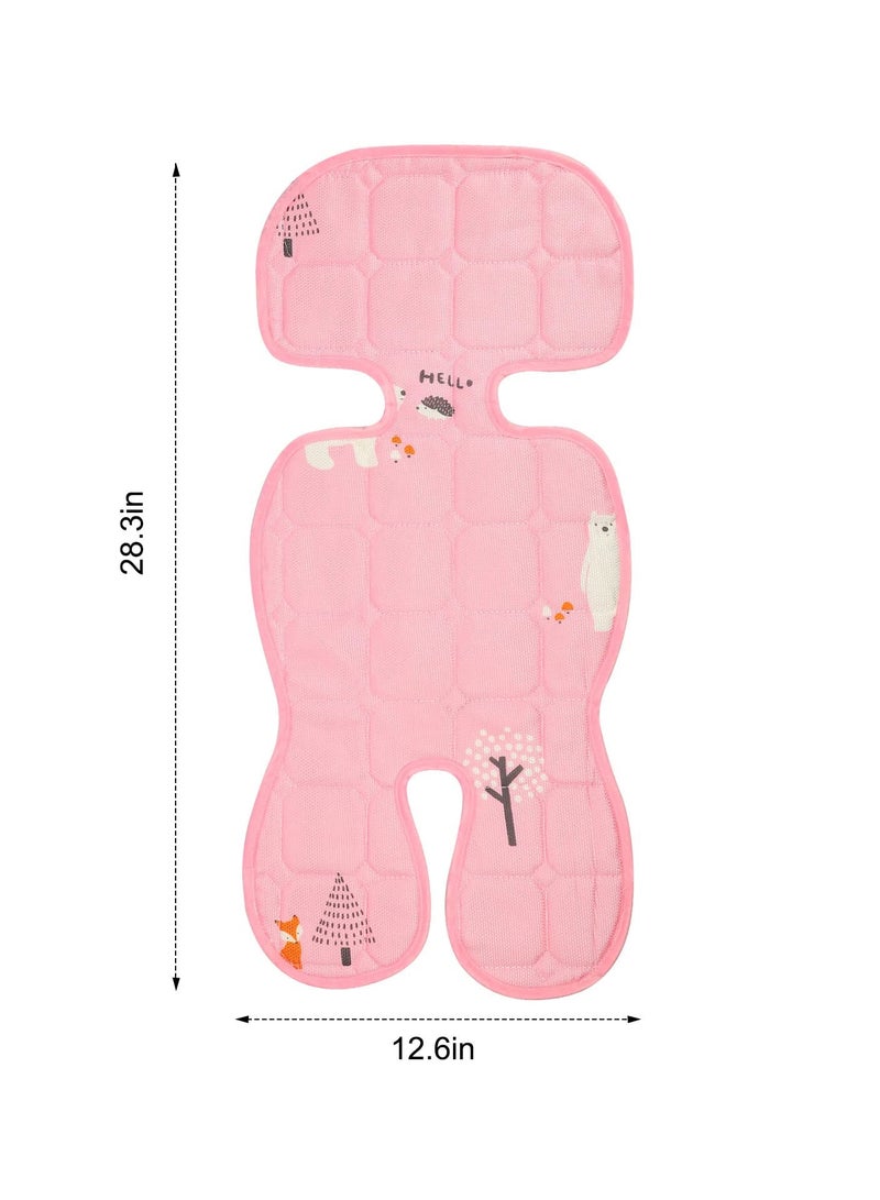 Baby Stroller Cooling Liner with Stroller Mosquito Net, Pushchair Liner Breathable Stroller Seat Liner Pushchair Accessory Infant Seat Cushion for Pushchair Stroller Pram Buggy and Car Seat (Pink)