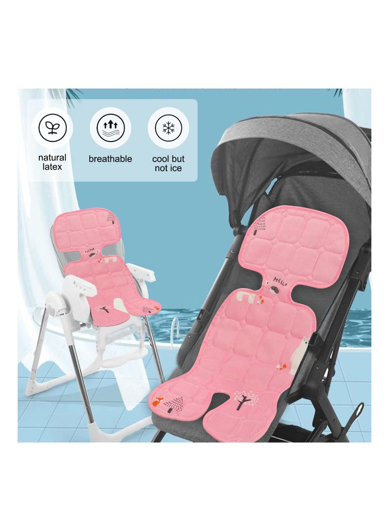 Baby Stroller Cooling Liner with Stroller Mosquito Net, Pushchair Liner Breathable Stroller Seat Liner Pushchair Accessory Infant Seat Cushion for Pushchair Stroller Pram Buggy and Car Seat (Pink)