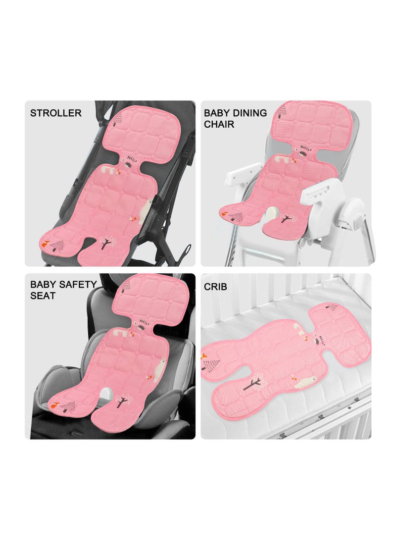 Baby Stroller Cooling Liner with Stroller Mosquito Net, Pushchair Liner Breathable Stroller Seat Liner Pushchair Accessory Infant Seat Cushion for Pushchair Stroller Pram Buggy and Car Seat (Pink)