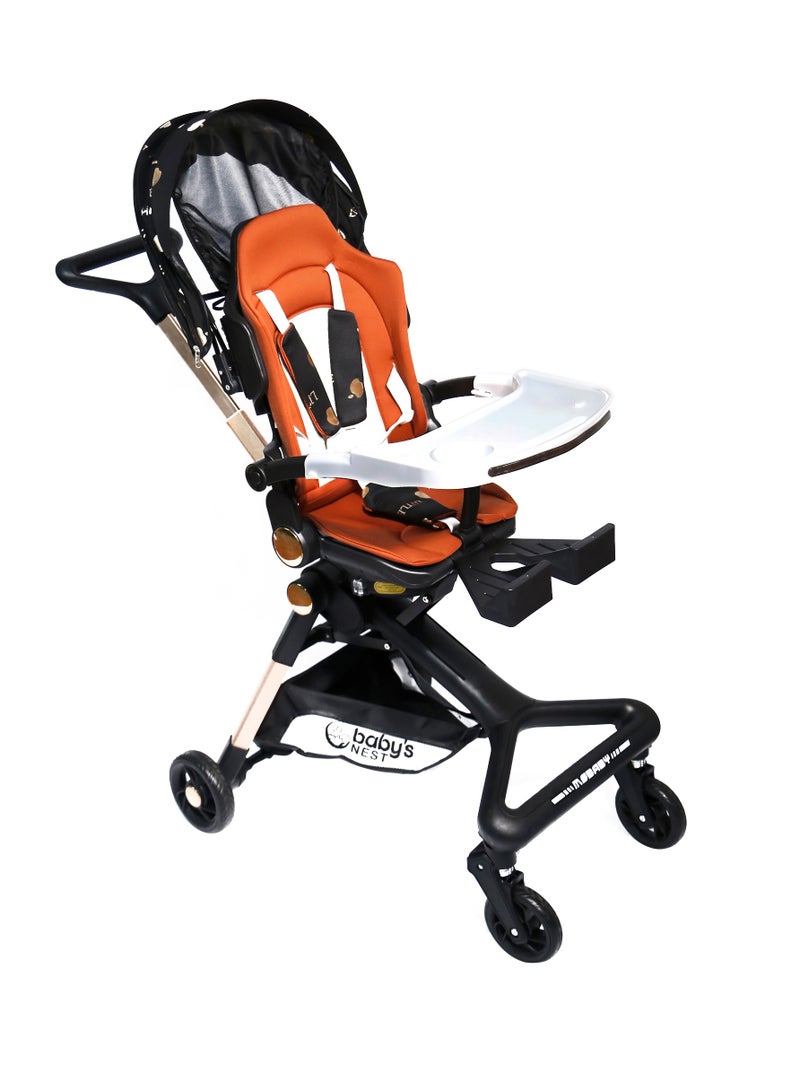 Baby's Nest 2 in 1 Stroller Black With Brown