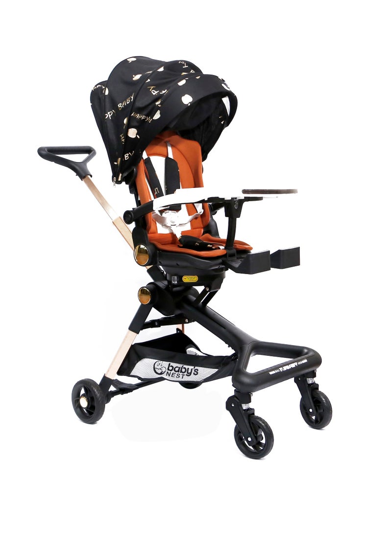 Baby's Nest 2 in 1 Stroller Black With Brown