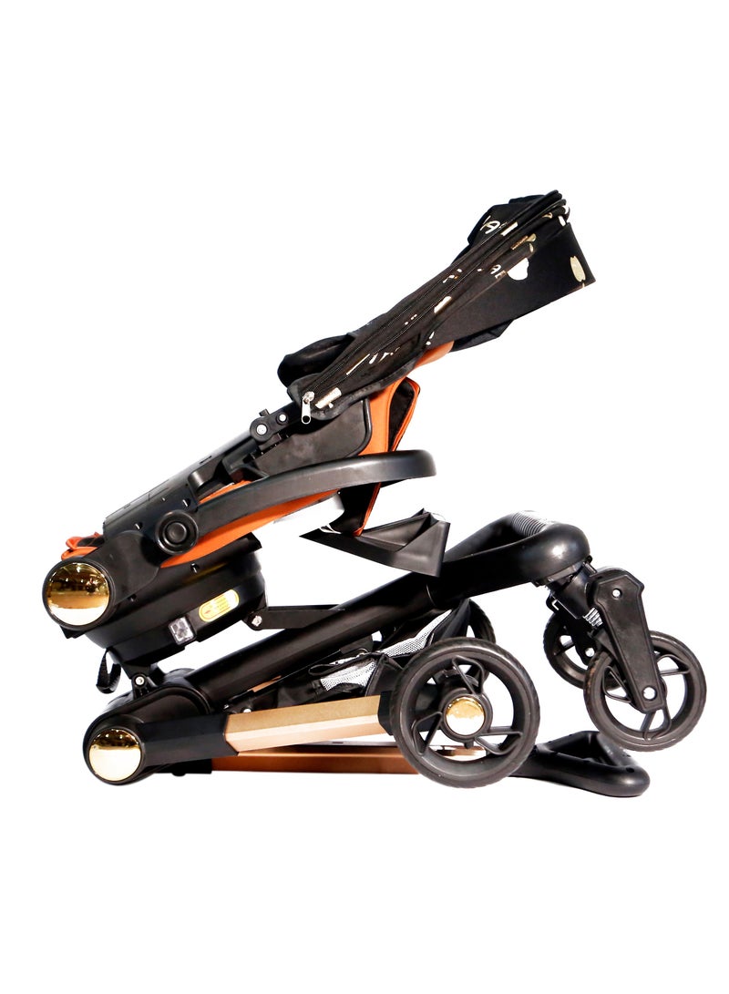 Baby's Nest 2 in 1 Stroller Black With Brown