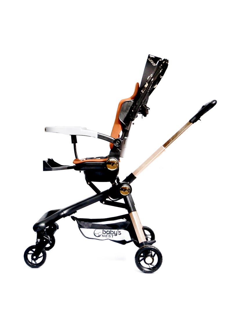 Baby's Nest 2 in 1 Stroller Black With Brown