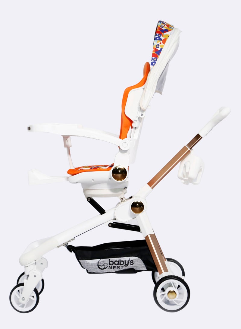 Baby's Nest 2 in 1 Stroller White with Orange