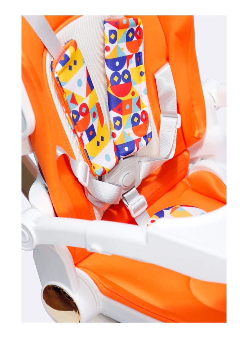 Baby's Nest 2 in 1 Stroller White with Orange