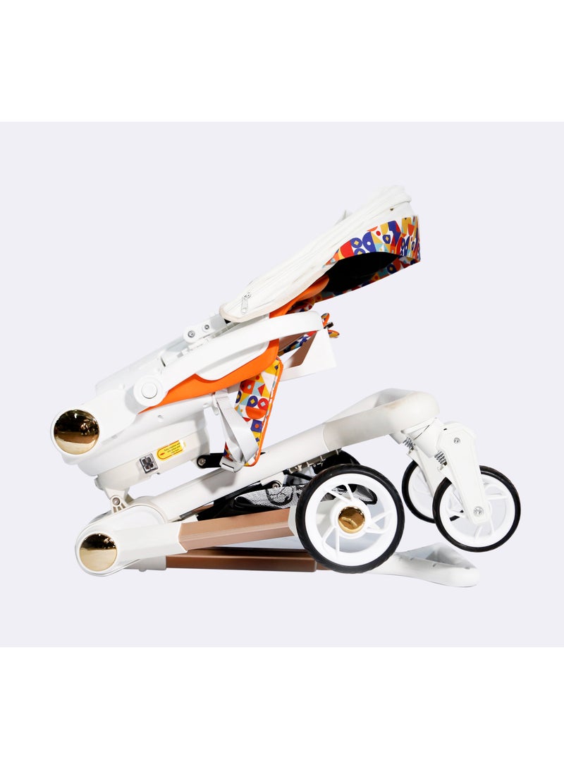 Baby's Nest 2 in 1 Stroller White with Orange