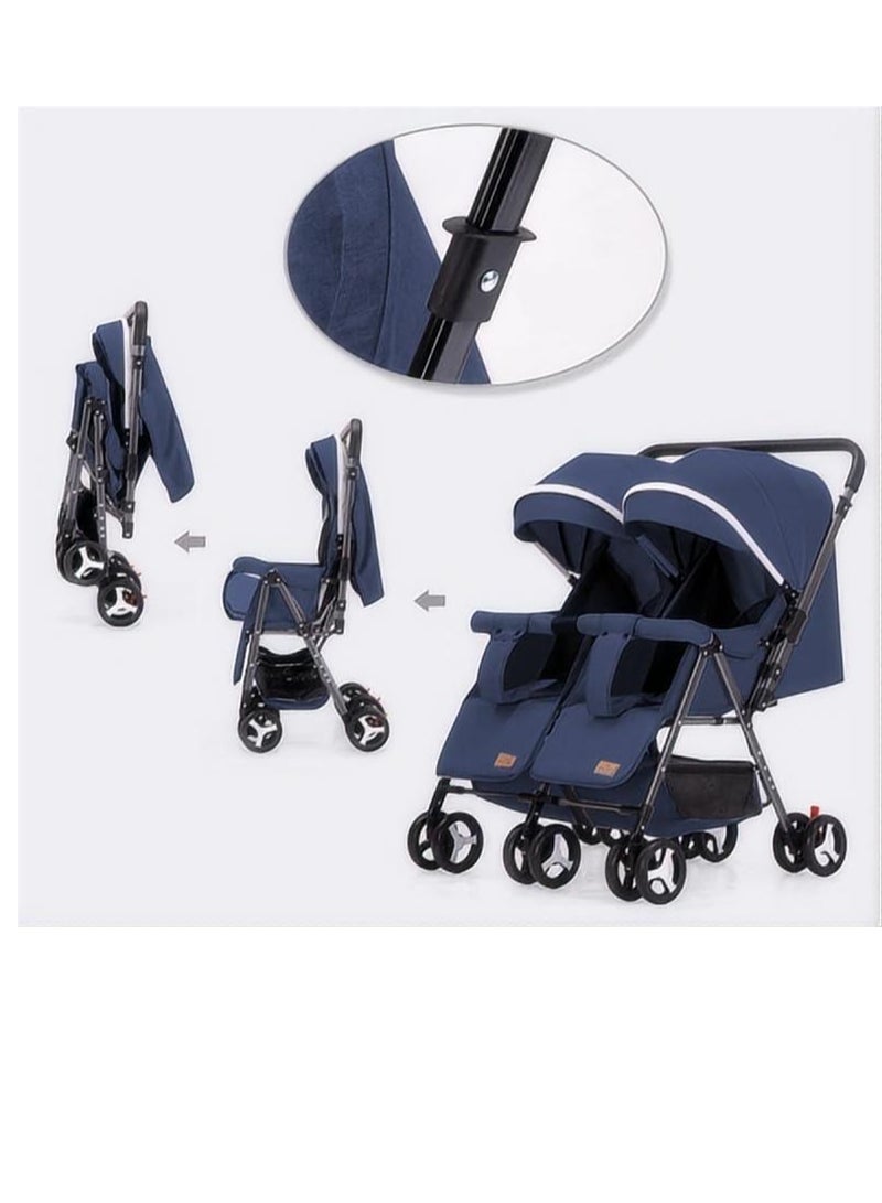 Double Baby Stroller Twins Stroller Side By Side Lightweight Double Baby Stroller and Toddler Stroller with Reclining Seats Child and Parent Trays Large Storage Compact Fold