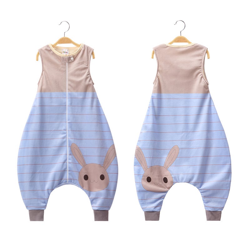 MICHLEY Flannel Baby Sleepsack Split-Leg Anti-Kick Sleeping bag blue striped rabbit