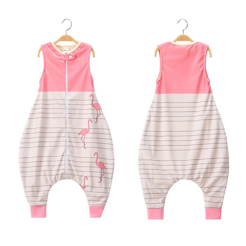 MICHLEY Flannel Baby Sleepsack Split-Leg Anti-Kick Sleeping bag striped pink Crane