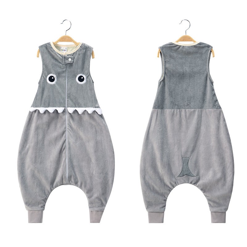 MICHLEY Flannel Baby Sleepsack Split-Leg Anti-Kick Sleeping bag Gray big eyes