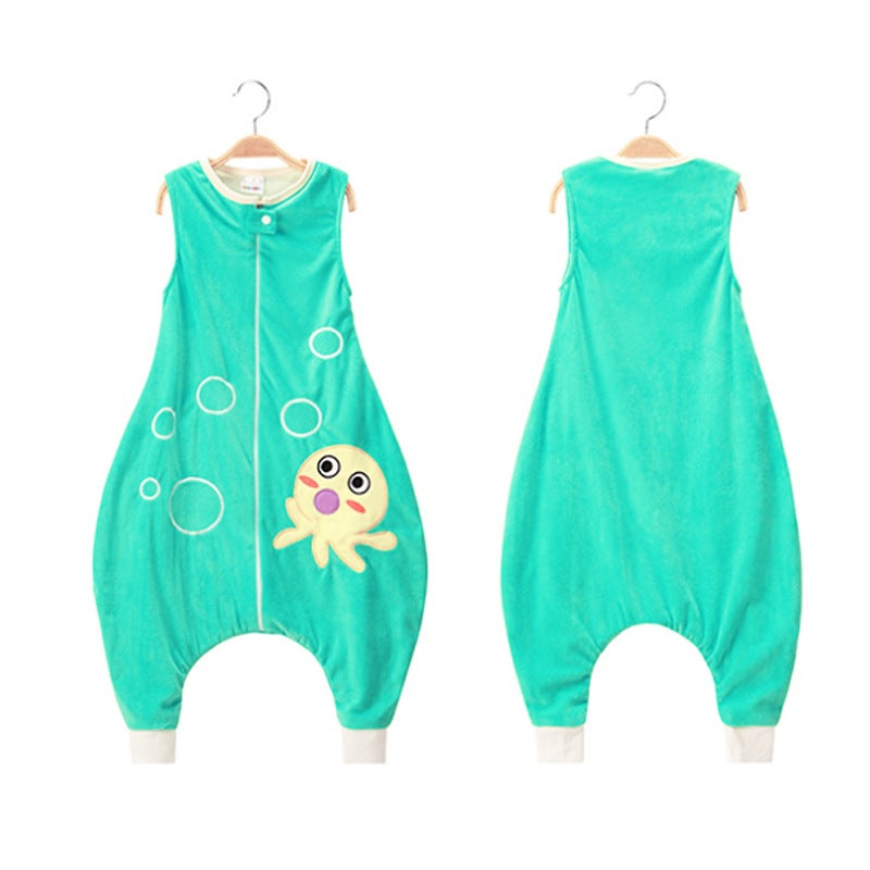 MICHLEY Flannel Baby Sleepsack Split-Leg Anti-Kick Sleeping bag green bubble octopus