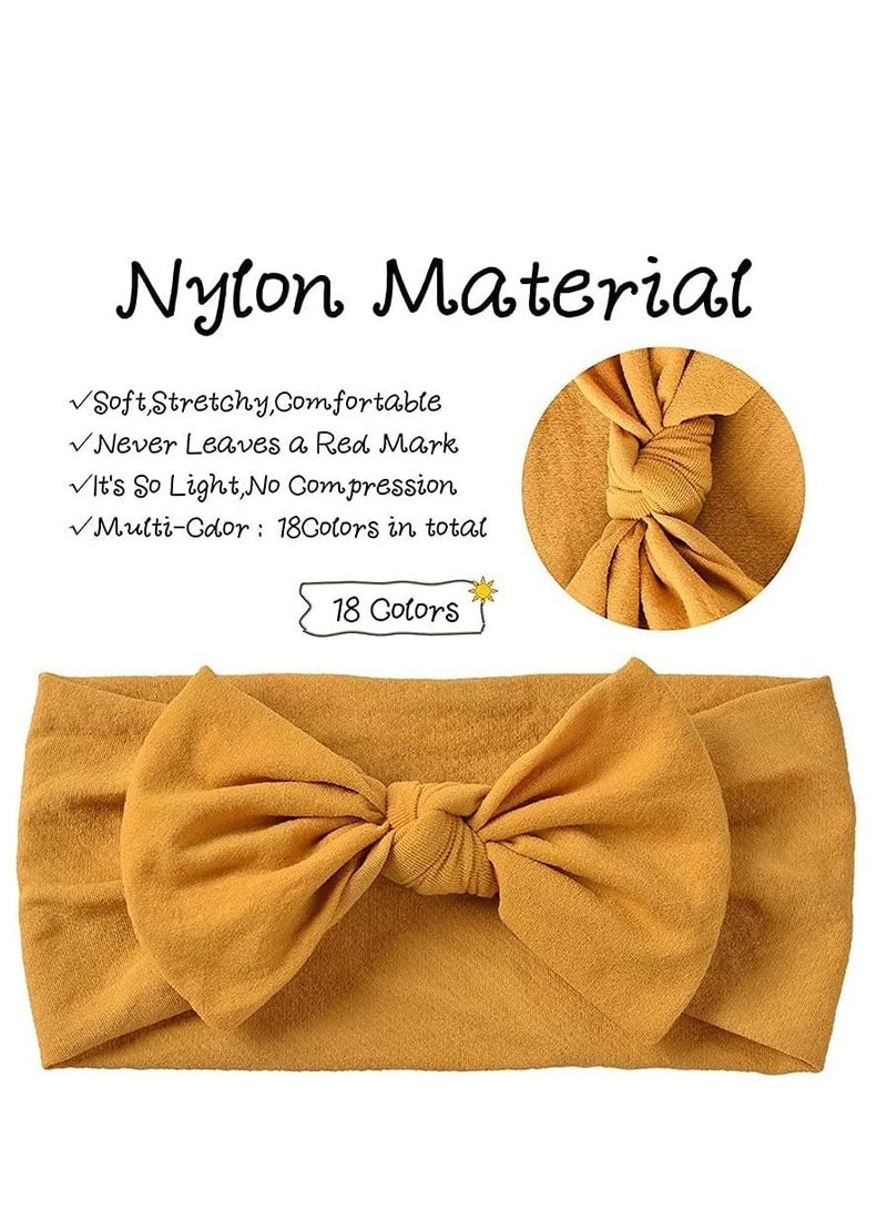 Baby Nylon Headbands Hairbands Hair Bow Elastics Accessories for Girls Newborn Infant Toddlers Kids And Children'S Decorations Pack Of 18