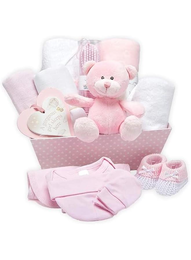 14 Welcome Baby Girl Gift Basket - Pink