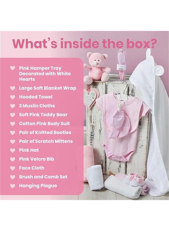 14 Welcome Baby Girl Gift Basket - Pink