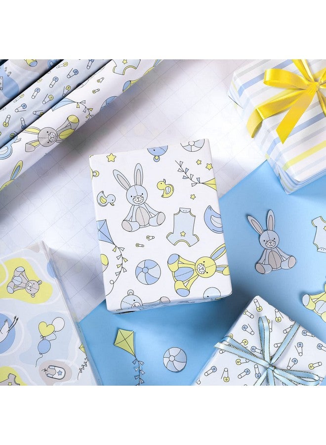 Baby Boy Wrapping Paper Roll Cute Bear And Small Pin Design Perfect For Celebration Party Baby Shower Present Packing 4 Rolls 30 Inch X 120 Inch Per Roll