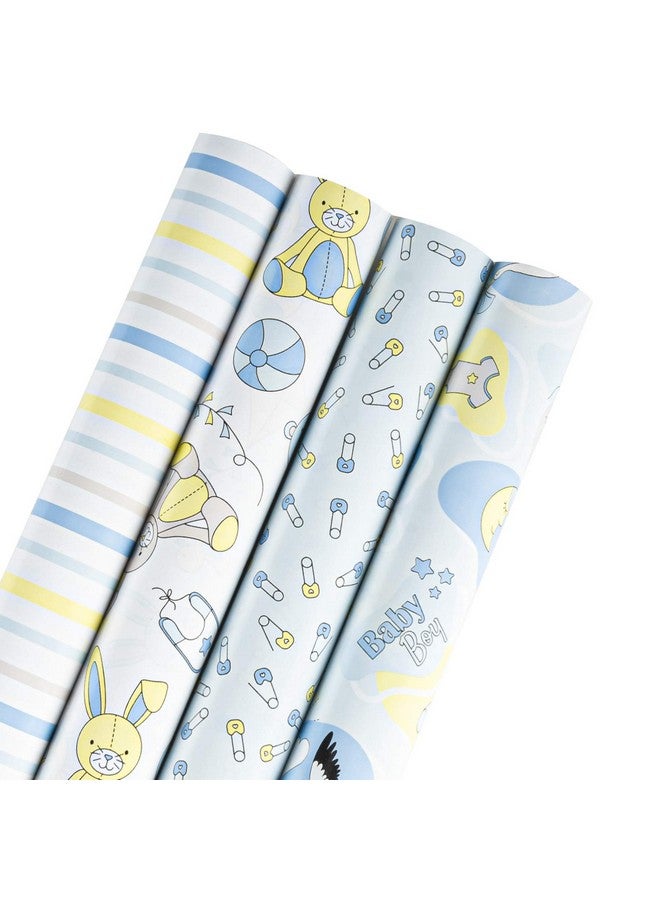 Baby Boy Wrapping Paper Roll Cute Bear And Small Pin Design Perfect For Celebration Party Baby Shower Present Packing 4 Rolls 30 Inch X 120 Inch Per Roll