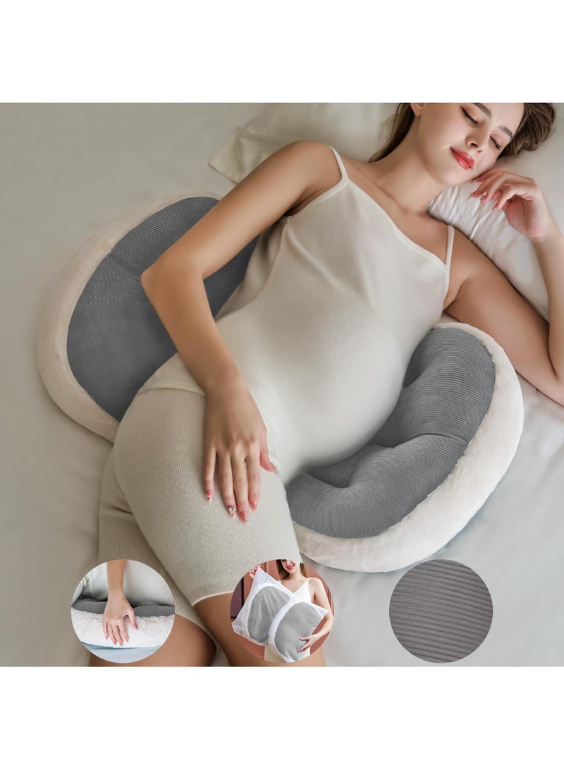 Pregnant Women's Pillow For Waist Protection Side Lying Pillow Abdominal Support Sleeping During Pregnancy U-Shaped Backrest Pillow Adjustable Removable And Washable With A Laundry Bag