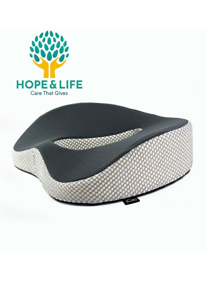 Memory Foam Seat Cushion for Coccyx and Hemorrhoid Pain Relief, Easy to Carry, Anti-Slip, and Rebound to Original Shape