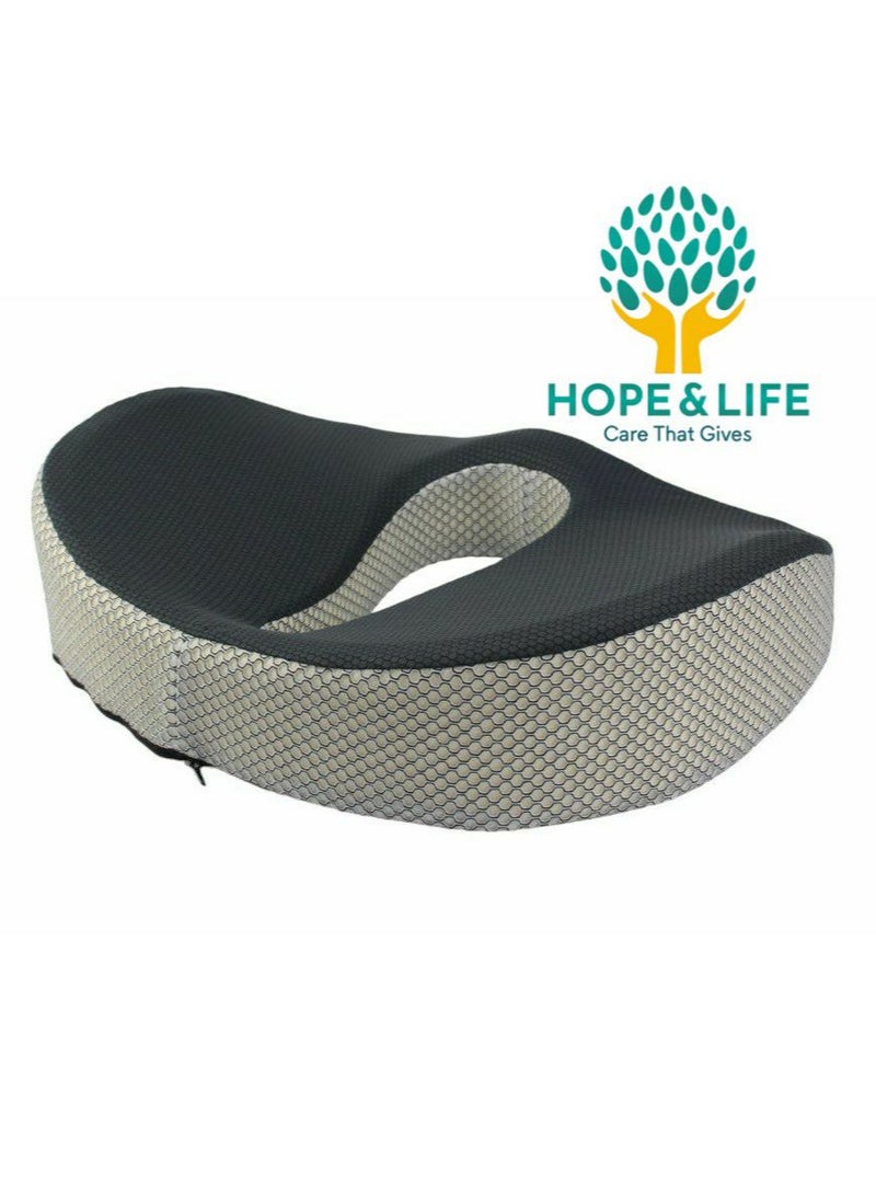 Memory Foam Seat Cushion for Coccyx and Hemorrhoid Pain Relief, Easy to Carry, Anti-Slip, and Rebound to Original Shape