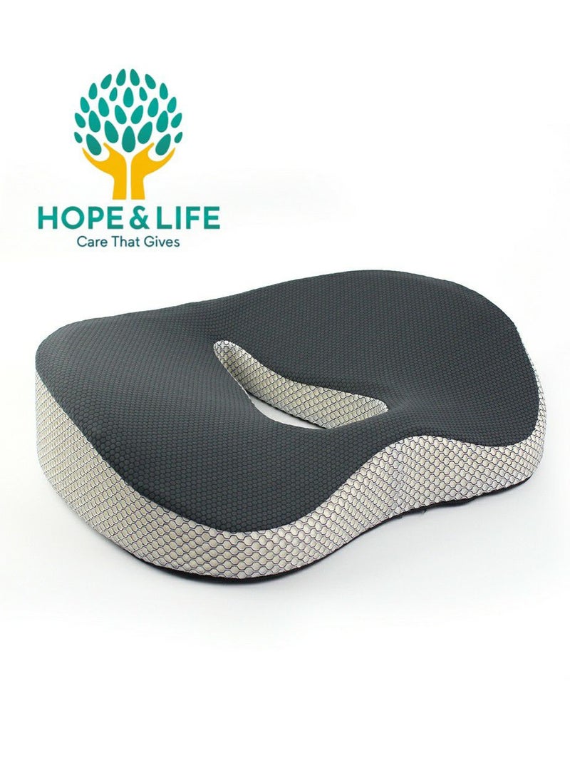 Memory Foam Seat Cushion for Coccyx and Hemorrhoid Pain Relief, Easy to Carry, Anti-Slip, and Rebound to Original Shape