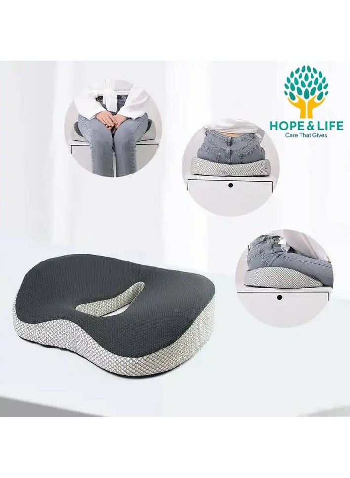 Memory Foam Seat Cushion for Coccyx and Hemorrhoid Pain Relief, Easy to Carry, Anti-Slip, and Rebound to Original Shape