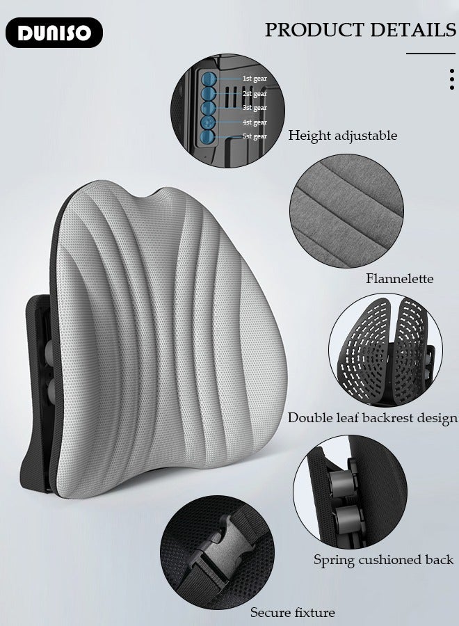 Lumbar Support Pillow for Office Chair Car Lumbar Pillow, Lumbar Support Cushion with Breathable 3D Mesh Lumbar Support, Height Adjustable Backrest, Back Pillows for Back Pain Relief